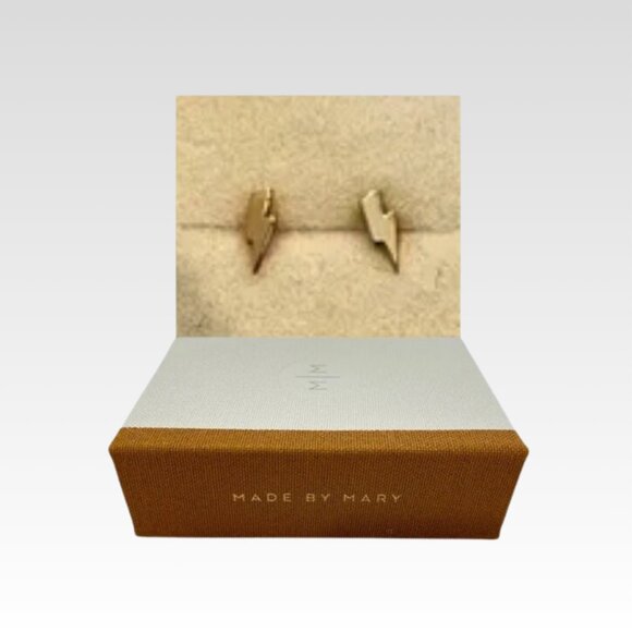 Made by Mary Jewelry - ⚡*NIB* Made By Mary Gold Vermeil Lightning Bolt Earrings Ball Back Live-in Studs